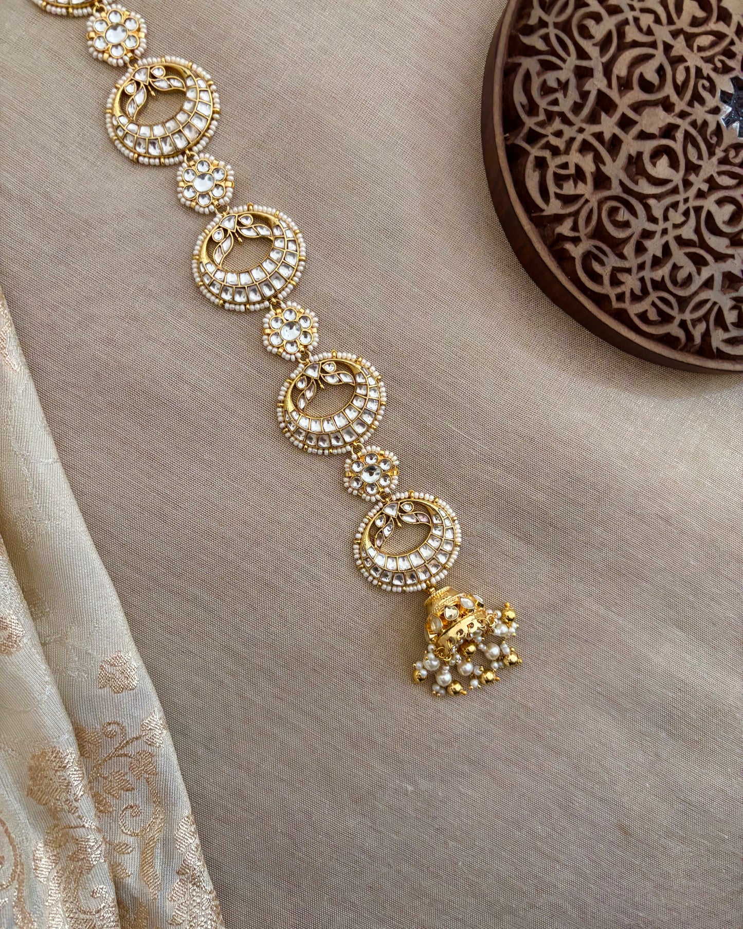 Jadau Kundan Long Bridal Hair Accessory  | HA332