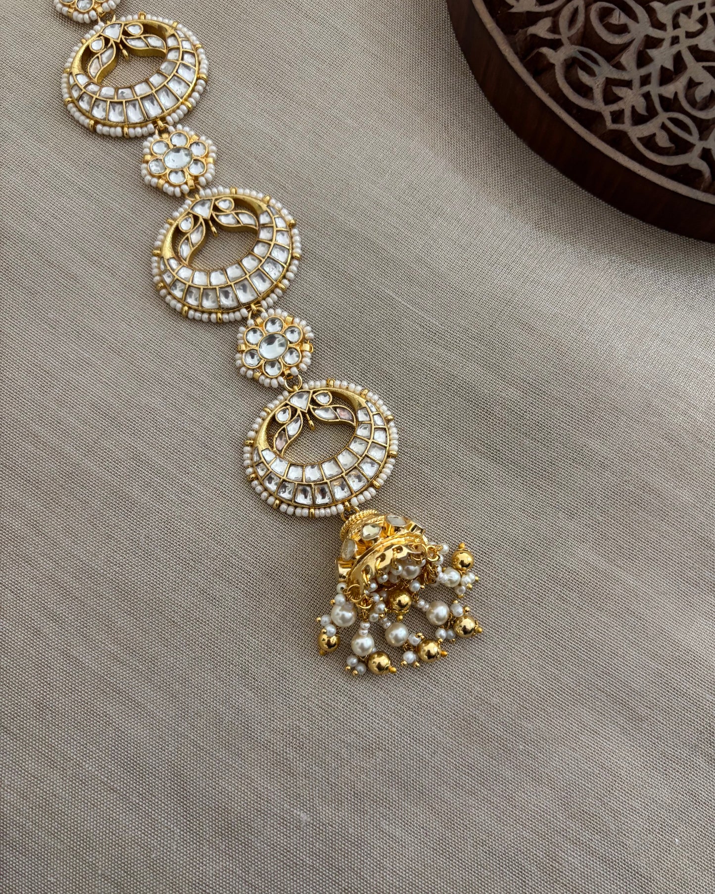 Jadau Kundan Long Bridal Hair Accessory  | HA332