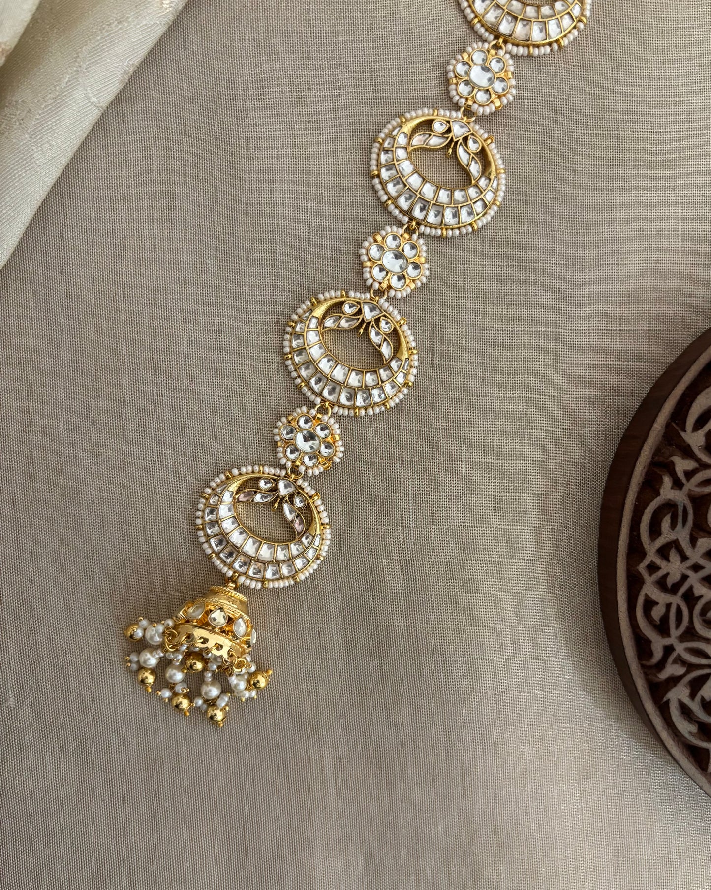 Jadau Kundan Long Bridal Hair Accessory  | HA332
