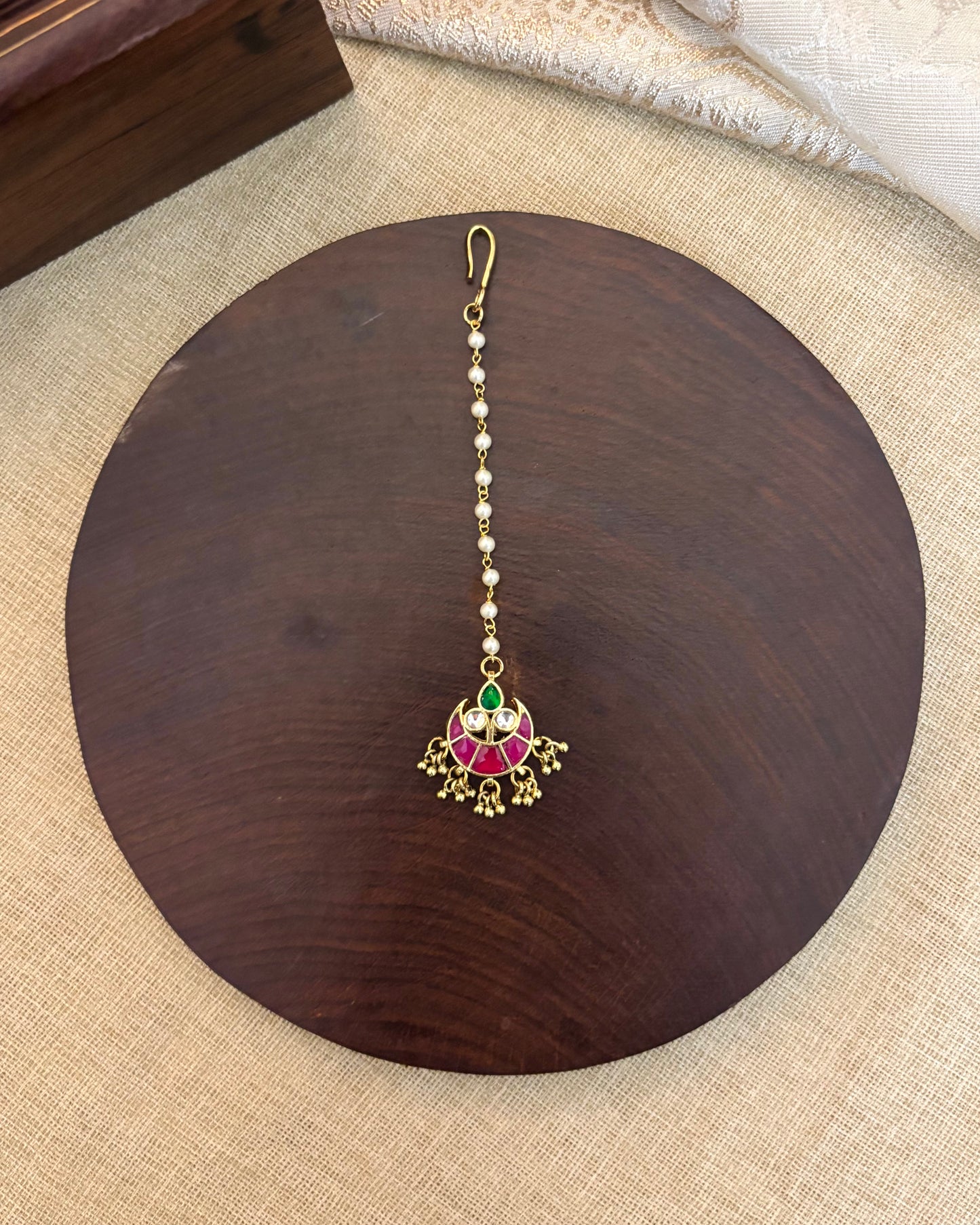 Jadau Kundan Maang Tikka with Pearl Chain | MT088