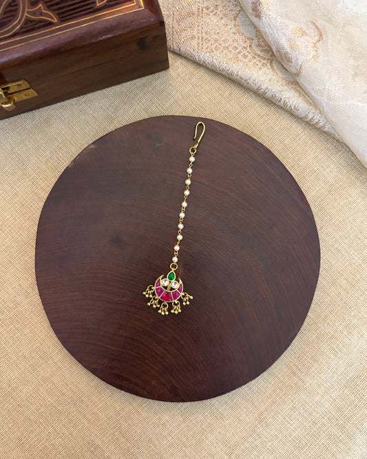 Jadau Kundan Maang Tikka with Pearl Chain | MT088
