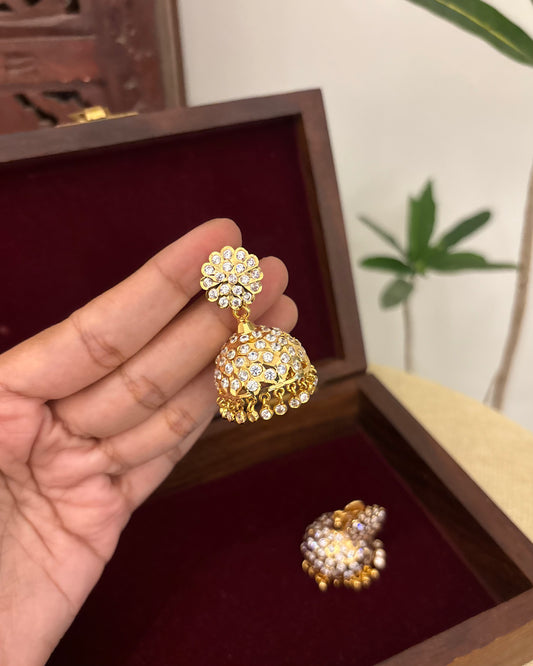 Vintage Impon Earrings – Classic Jhumkas | White | ER377