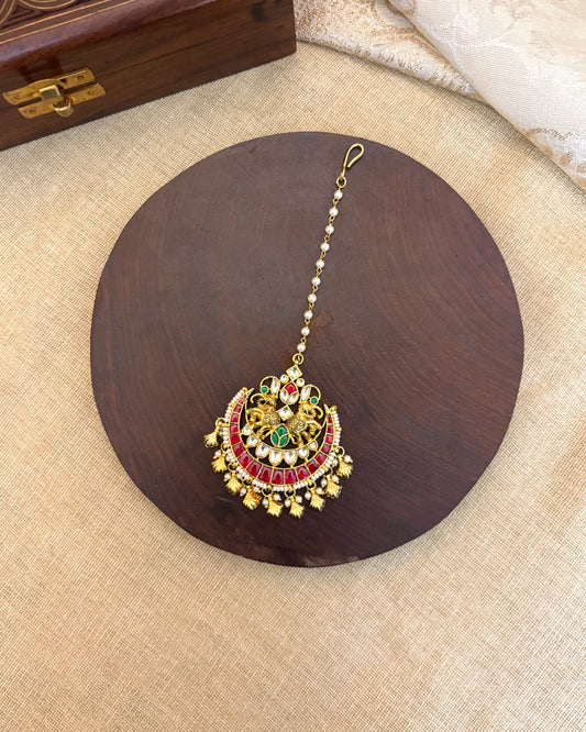 Gold-Plated Jadau Kundan Traditional Maang Tikka | MT082