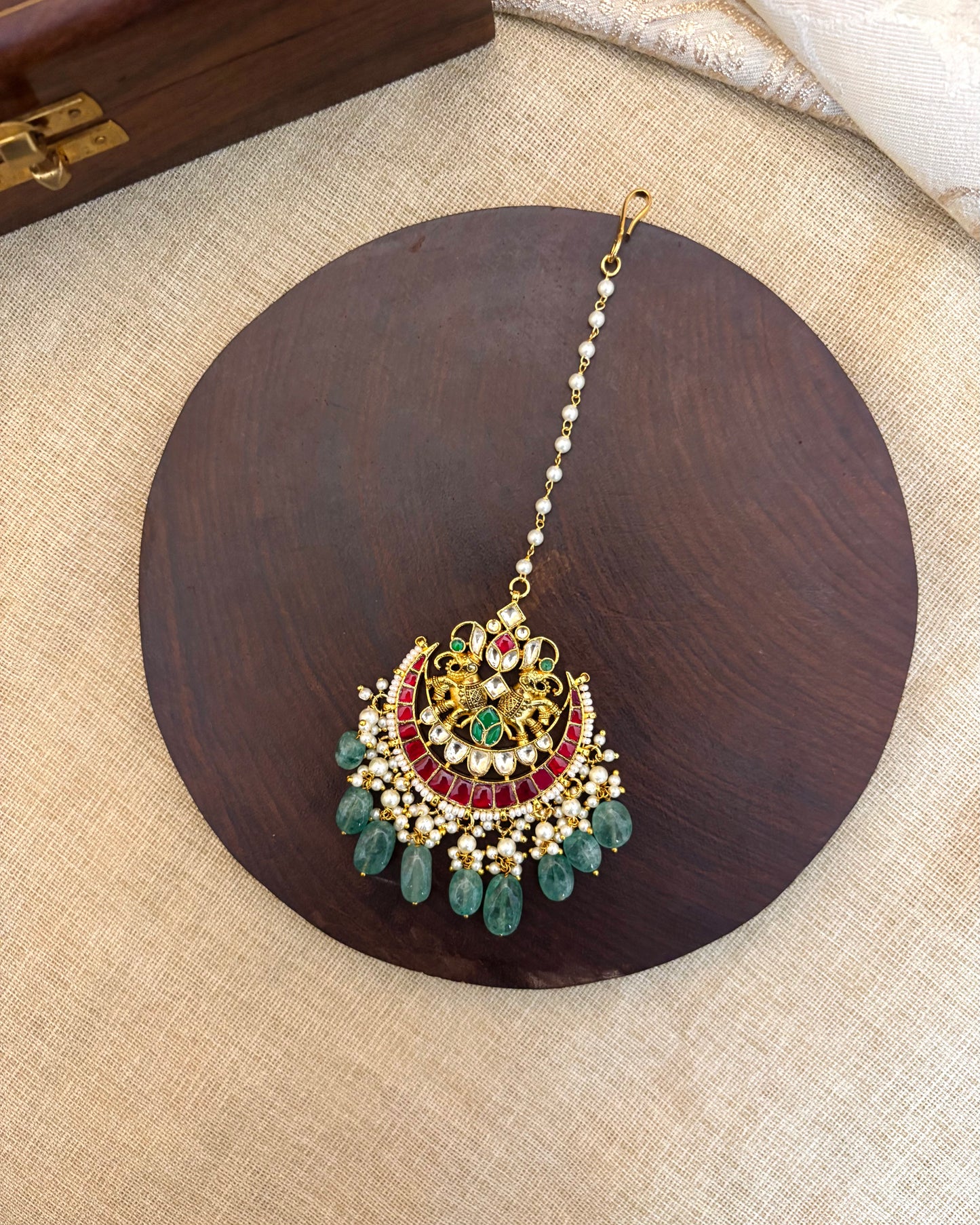 Gold-Plated Jadau Kundan Traditional Maang Tikka | MT084