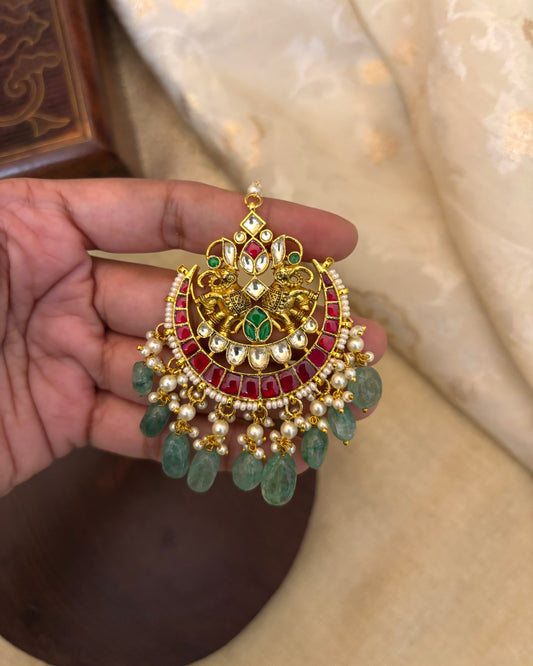 Gold-Plated Jadau Kundan Traditional Maang Tikka | MT084