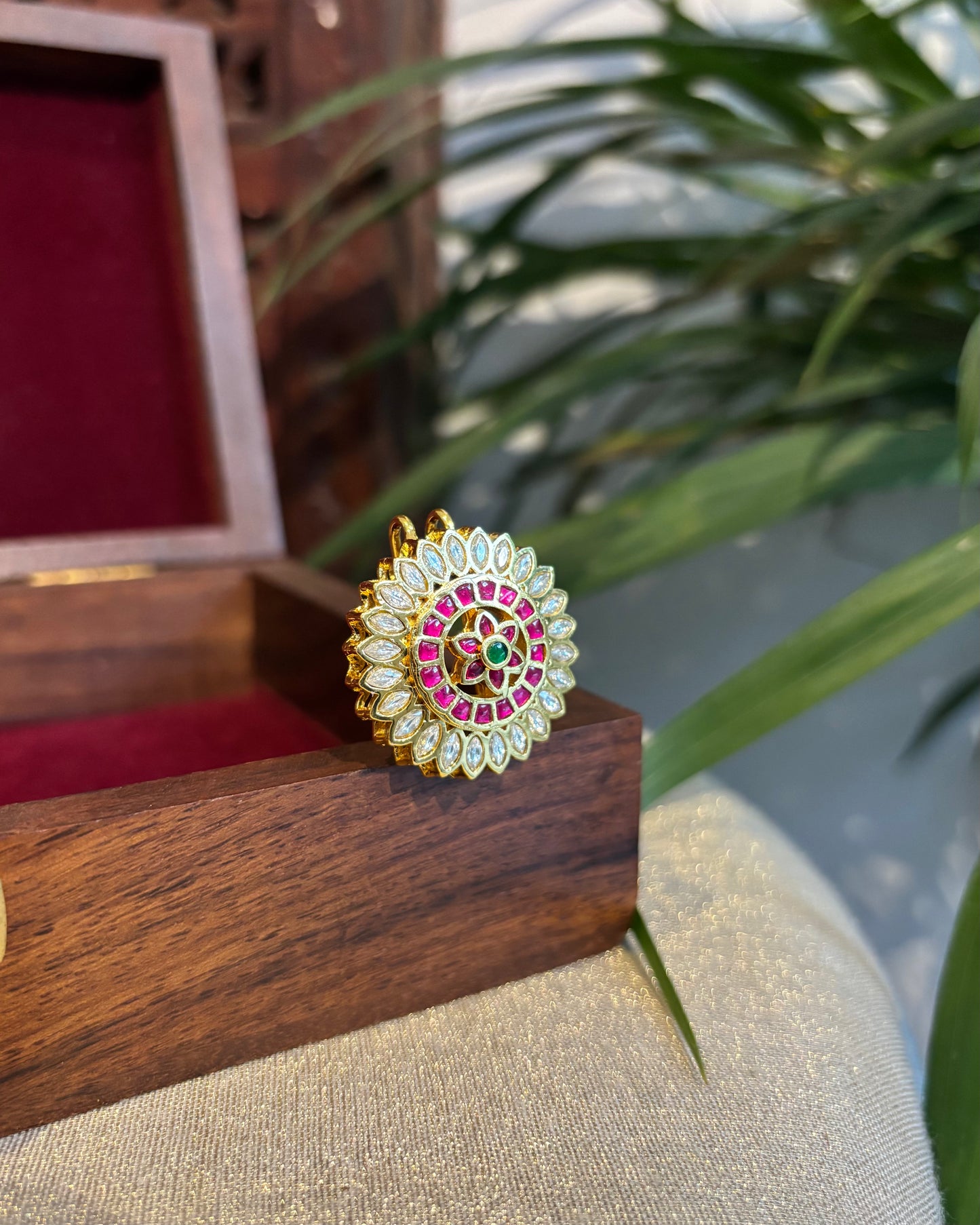 Jadau Kundan Sun & Moon Hair Accessory – Gold Plated Traditional Set | HA249