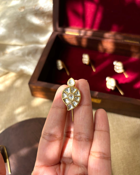 Gold-Plated Jadau Kundan Mango Hair Pin | HA117