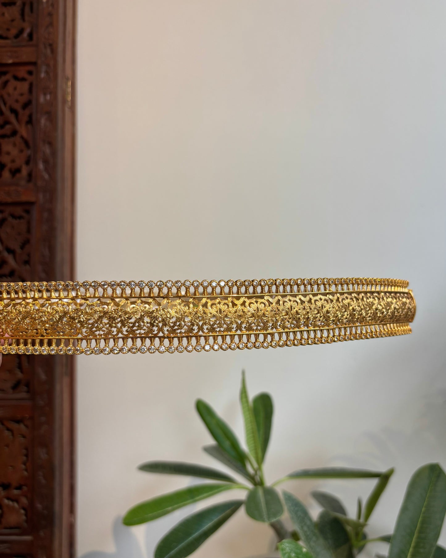 Gold Finish Floral Hipbelt   – Bridal Vaddanam | WB014