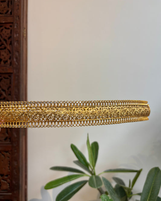 Gold Finish Floral Hipbelt   – Bridal Vaddanam | WB014