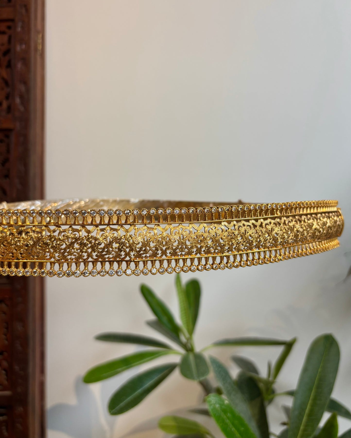 Gold Finish Floral Hipbelt   – Bridal Vaddanam | WB014
