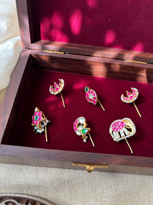 Artisanal Jadau Kundan Hair Pin Collection – Set of 6 | HA123