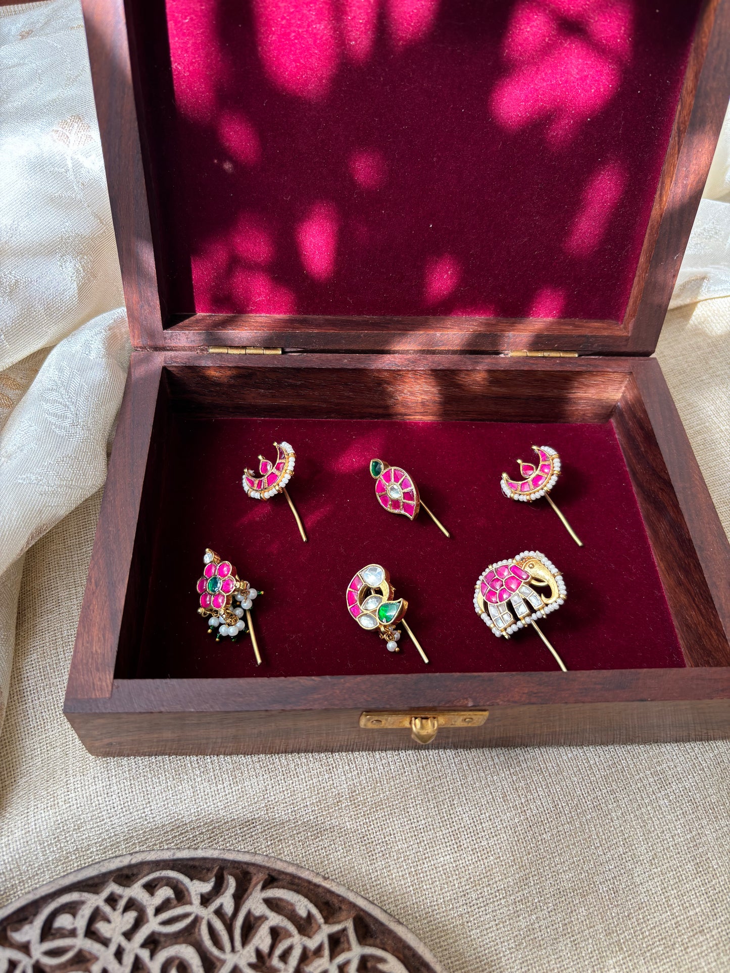 Artisanal Jadau Kundan Hair Pin Collection – Set of 6 | HA123