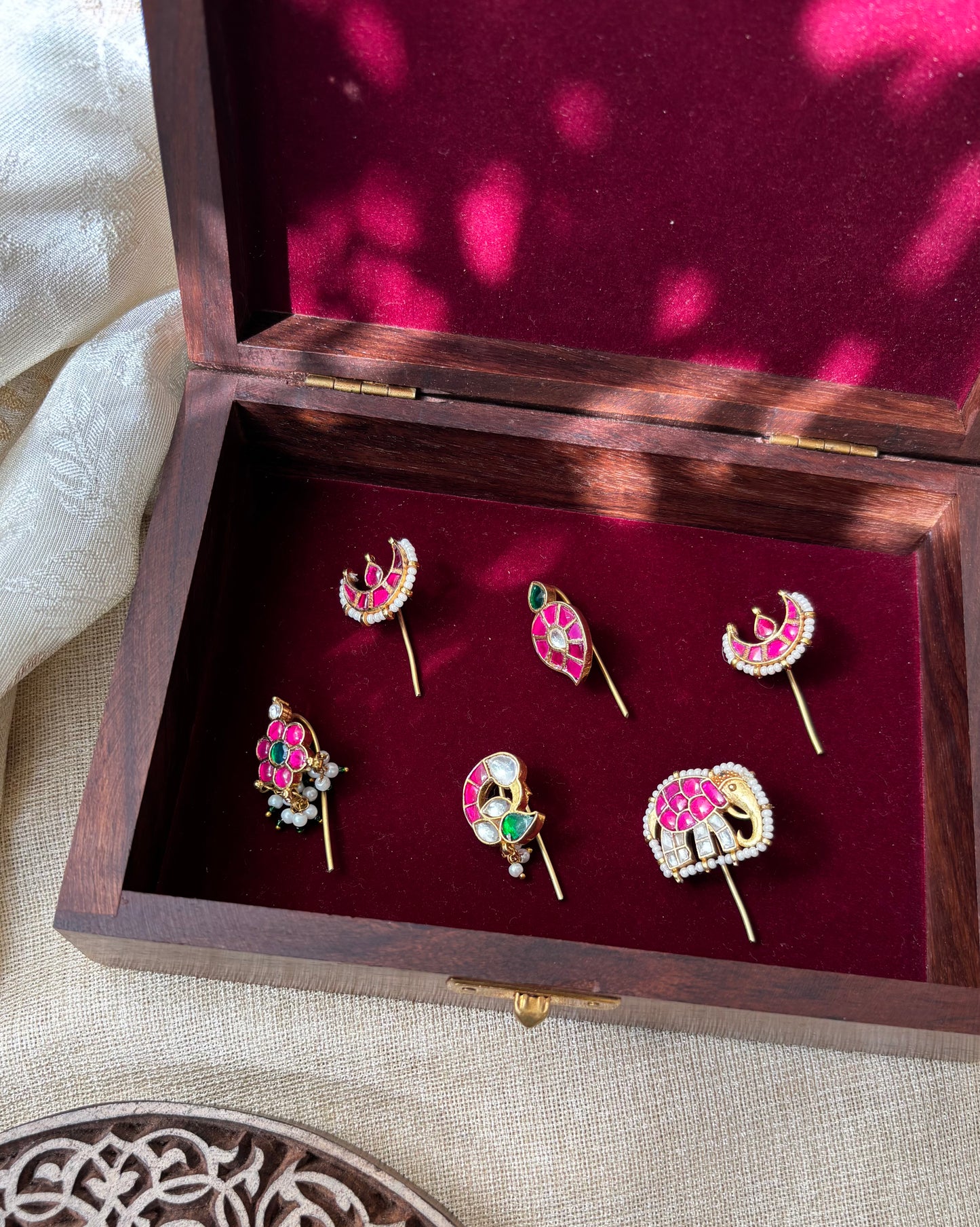 Artisanal Jadau Kundan Hair Pin Collection – Set of 6 | HA123