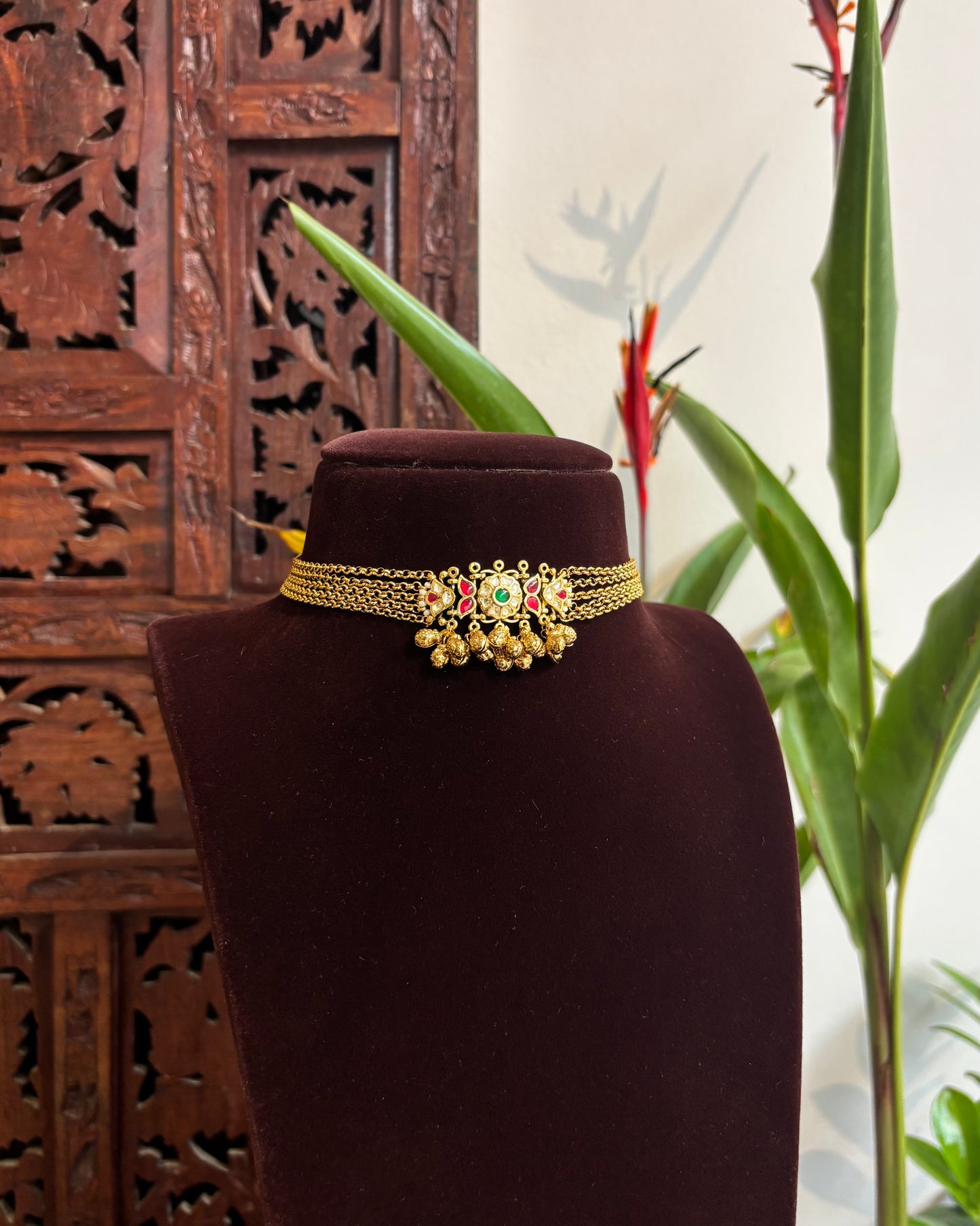 KundanChain Choker with Earrings | Handmade Gold Plated | NC199
