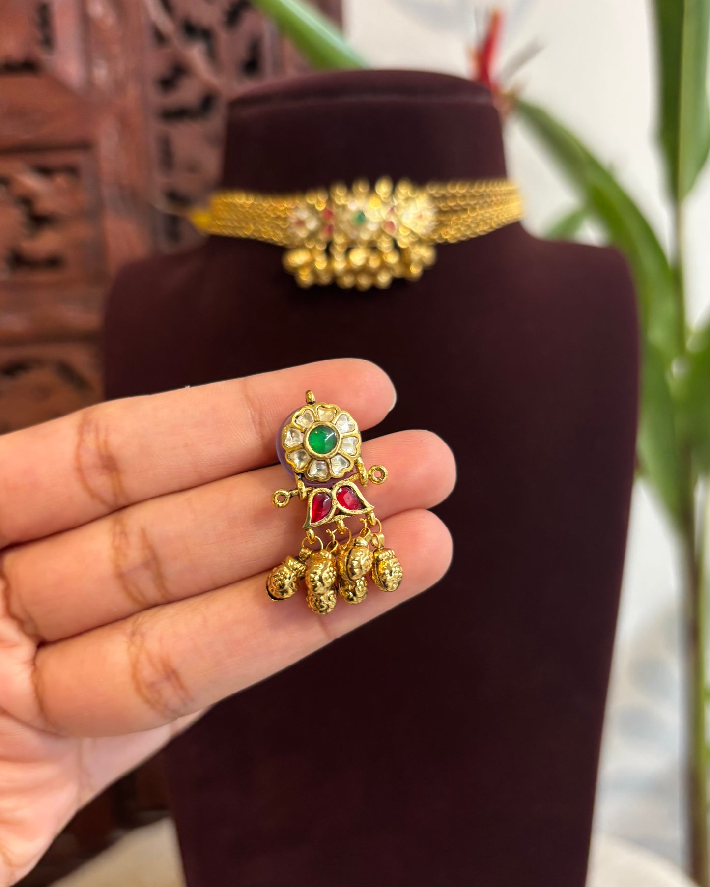 KundanChain Choker with Earrings | Handmade Gold Plated | NC199