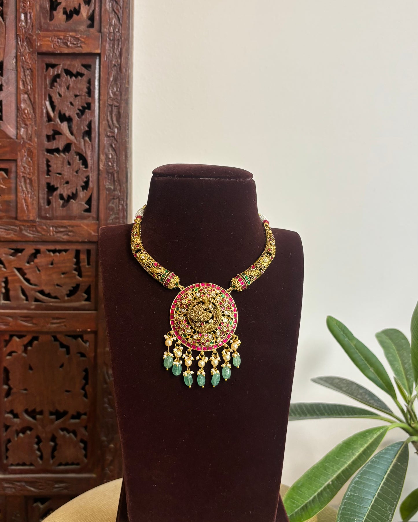 Jadau Kundan Antique Finish Kanti Necklace Set | NC421
