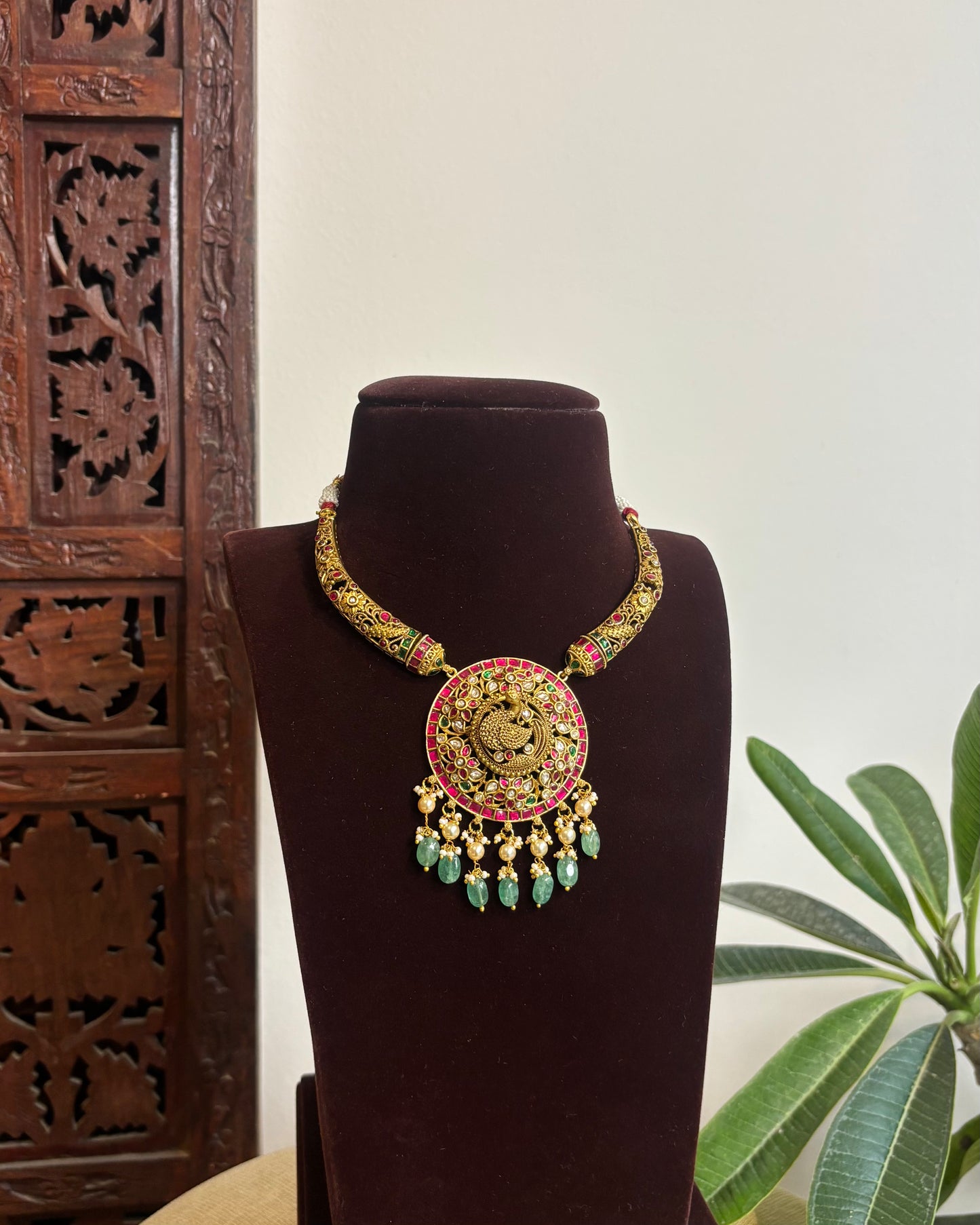 Jadau Kundan Antique Finish Kanti Necklace Set | NC421