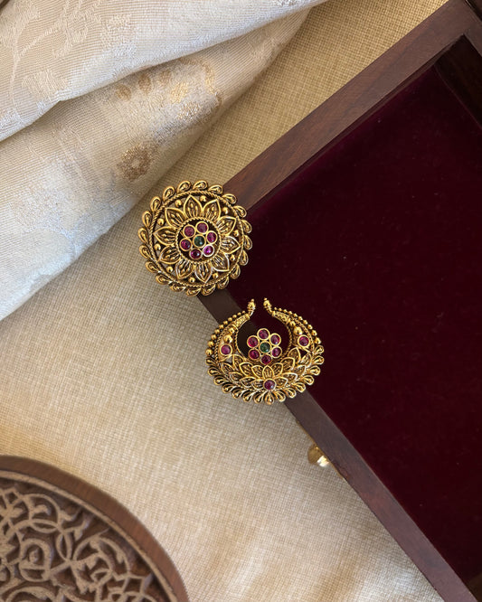 Antqiue Sun & Moon Hair Accessory – Traditional Set | Ruby & Green | HA342