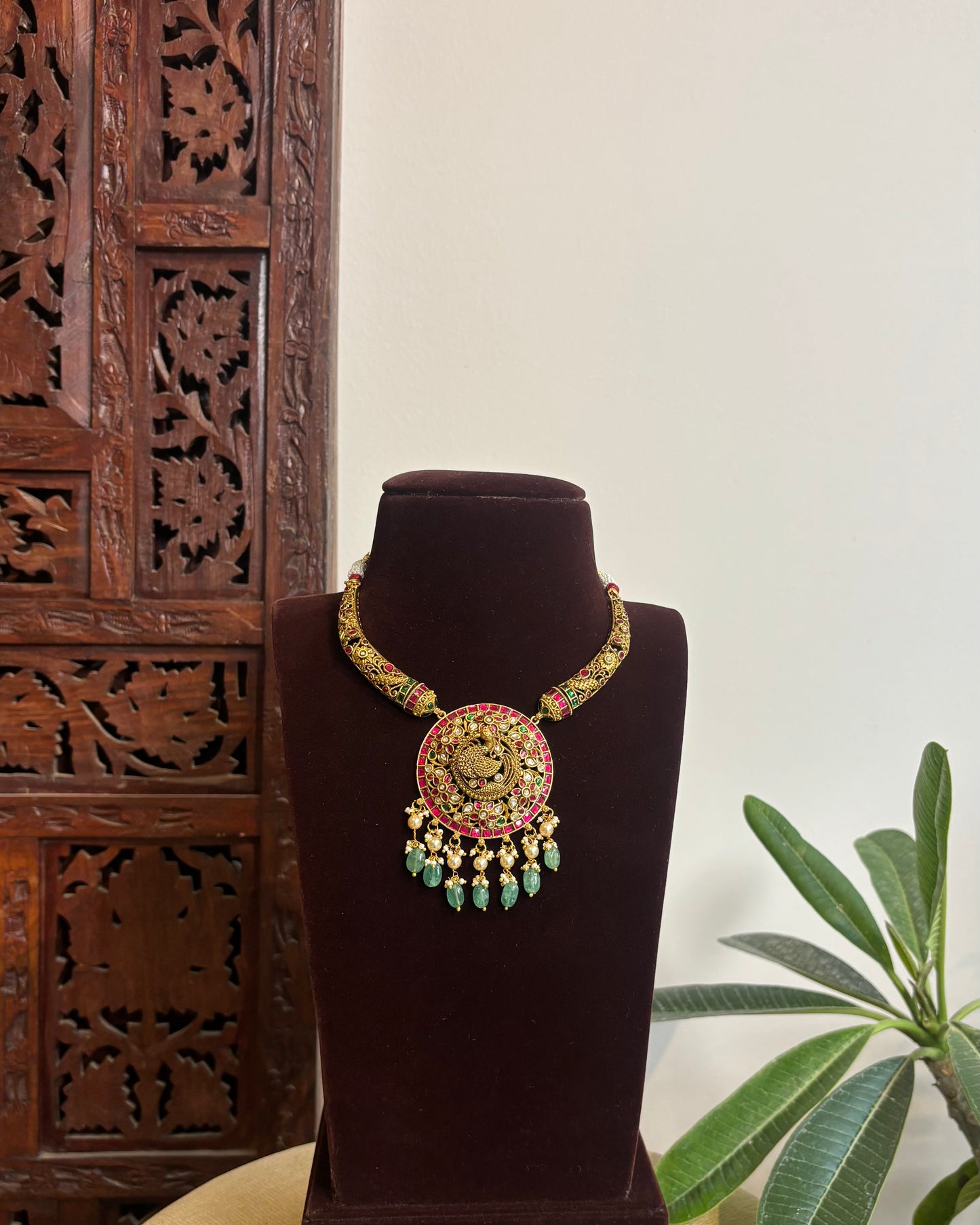 Jadau Kundan Antique Finish Kanti Necklace Set | NC421