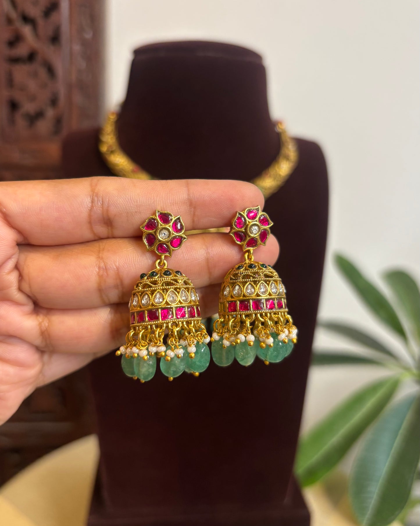 Jadau Kundan Antique Finish Kanti Necklace Set | NC421