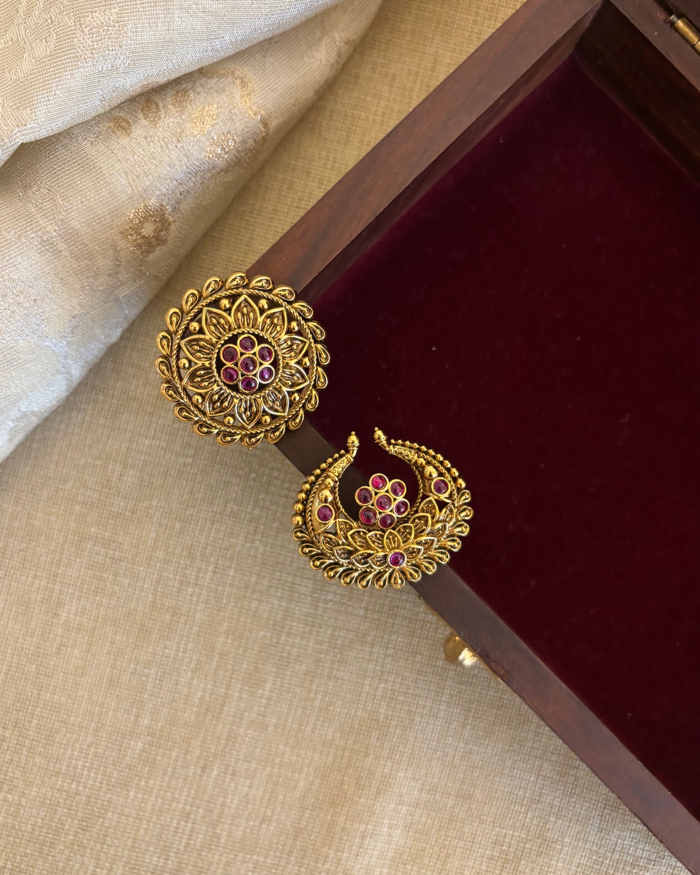 Antqiue Sun & Moon Hair Accessory – Traditional Set | Ruby | HA343