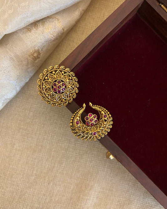 Antqiue Sun & Moon Hair Accessory – Traditional Set | Ruby | HA343