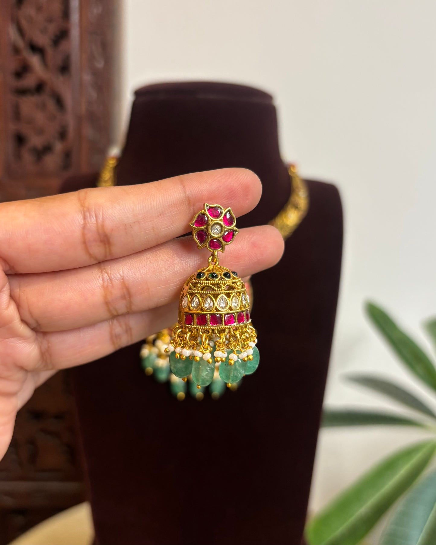 Jadau Kundan Antique Finish Kanti Necklace Set | NC421