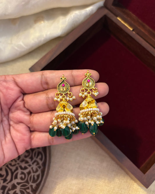 Minimal Jadau Kundan Floral Jhumkas | ER094