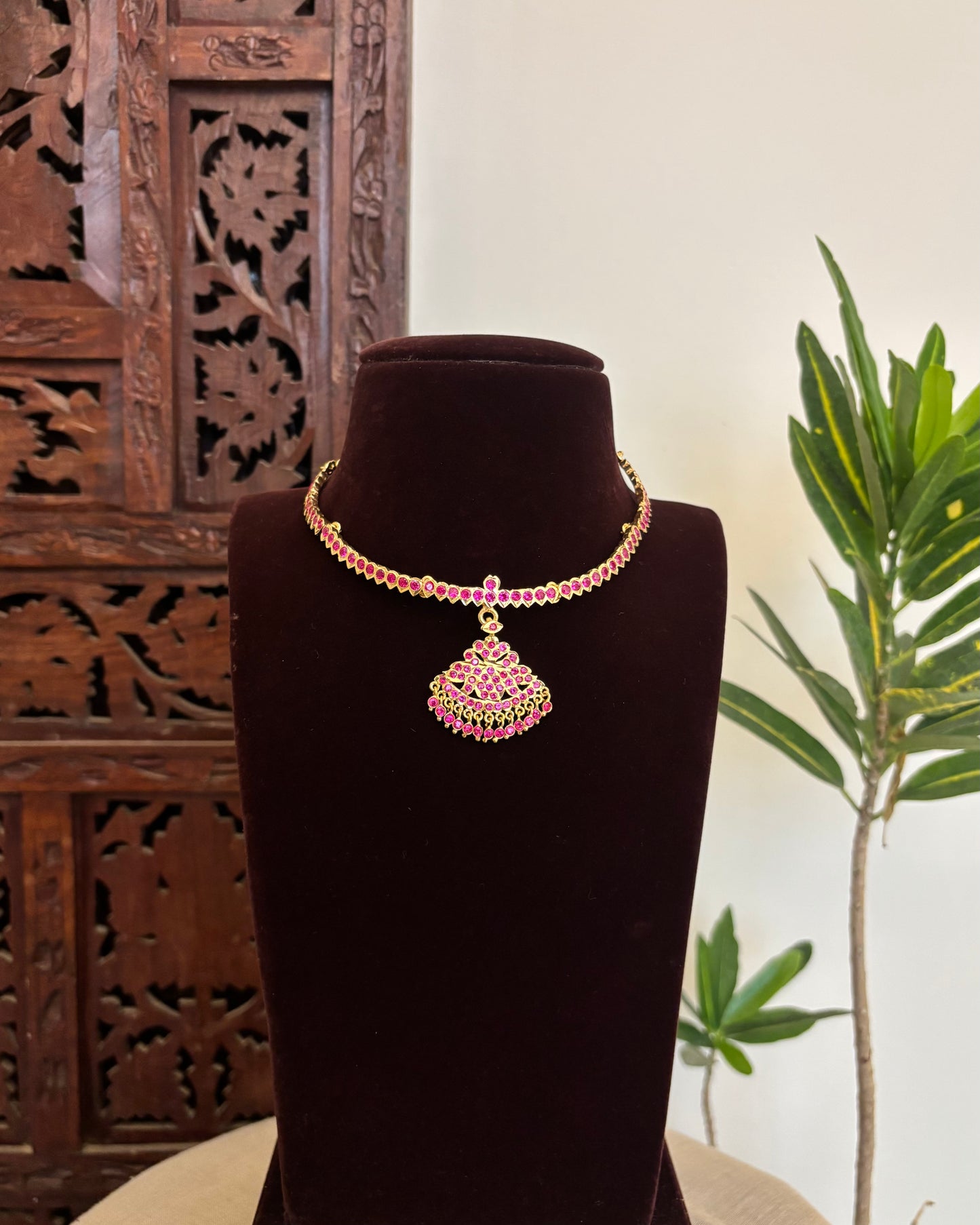 Vintage Impon Necklace  –  Ruby | NC639