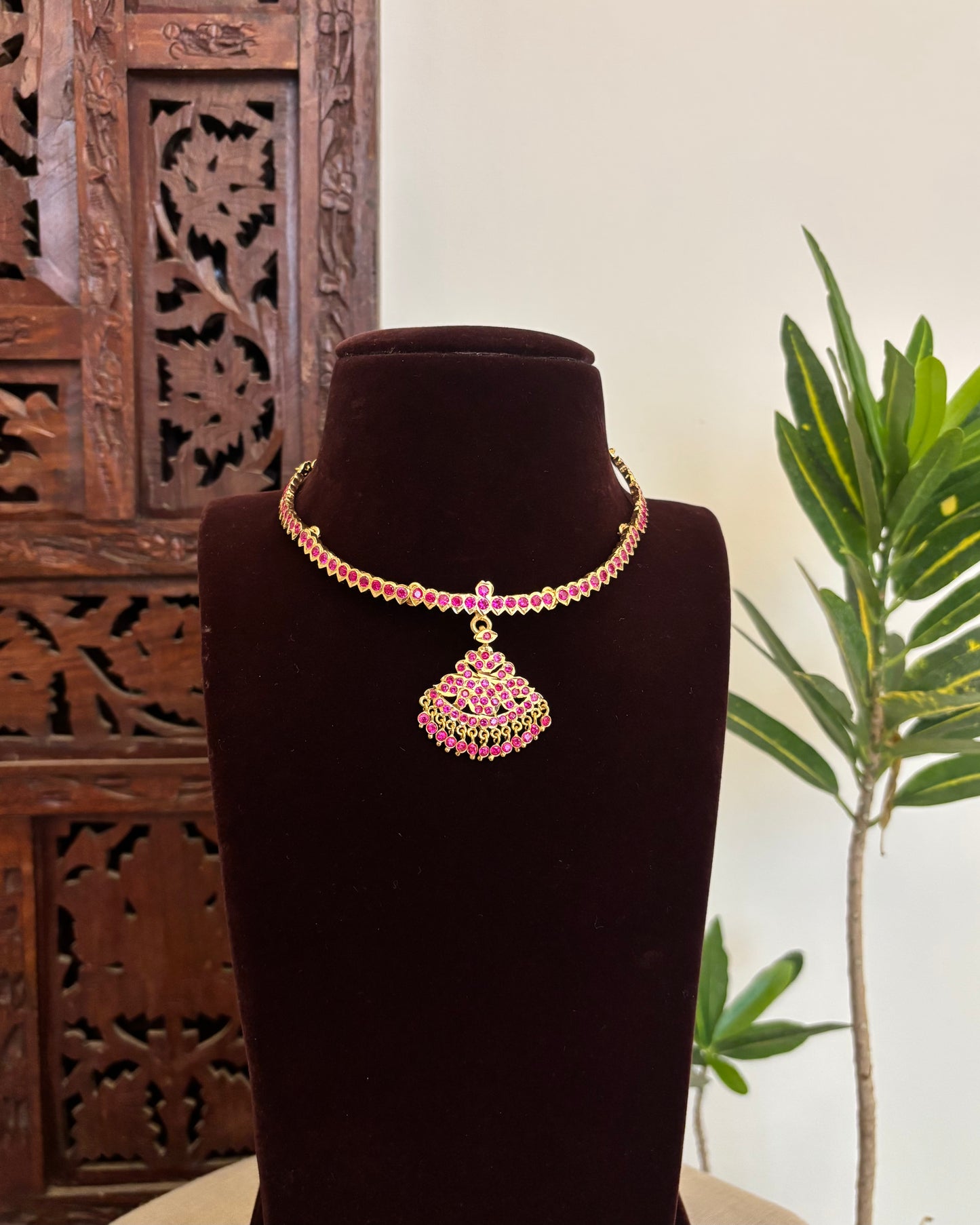 Vintage Impon Necklace  –  Ruby | NC639