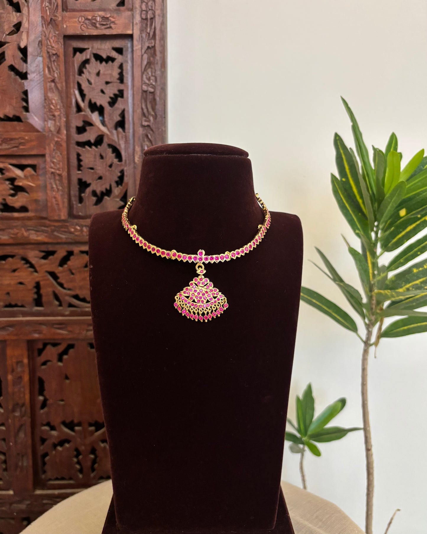 Vintage Impon Necklace  –  Ruby | NC639