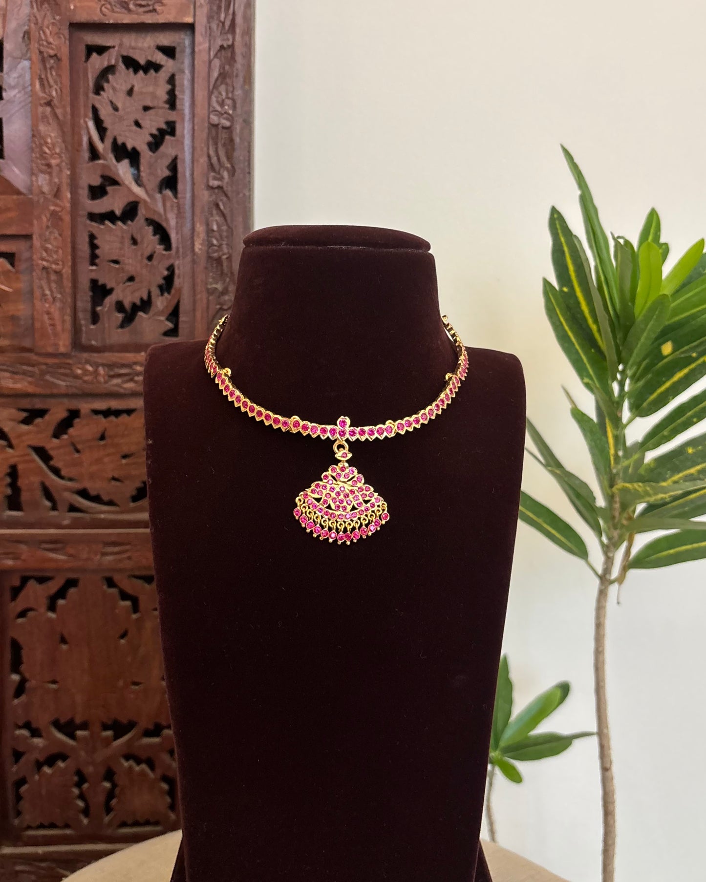 Vintage Impon Necklace  –  Ruby | NC639