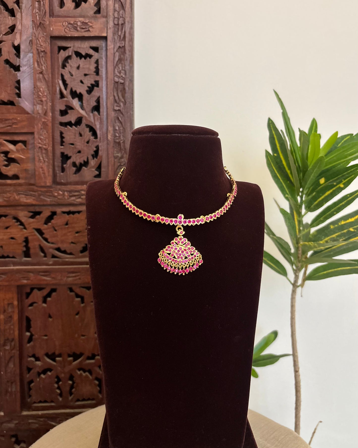 Vintage Impon Necklace  –  Ruby | NC639