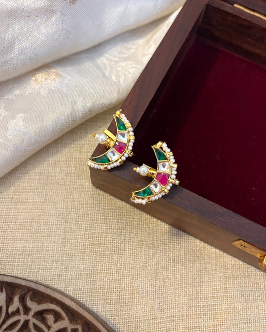 Handcrafted Chand Bugadi – Jadau Kundan Ear Accessory in Gold Plating | ER114