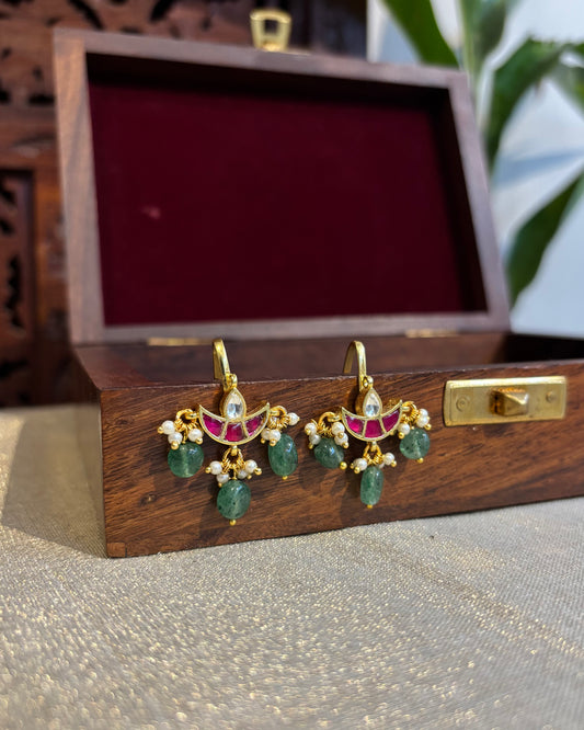 Ruby White Chand Gold-Finish Jadau Bugadi | ER163