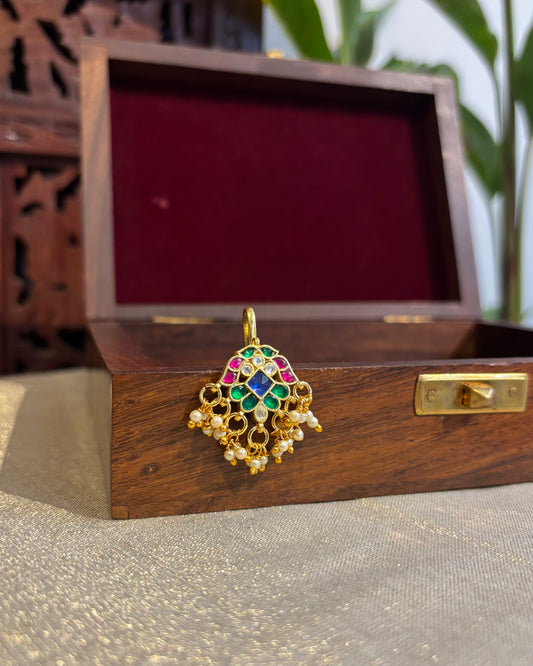 Handcrafted Floral Multicolor Hair Pins – Jadau Kundan & Pearls | HA201