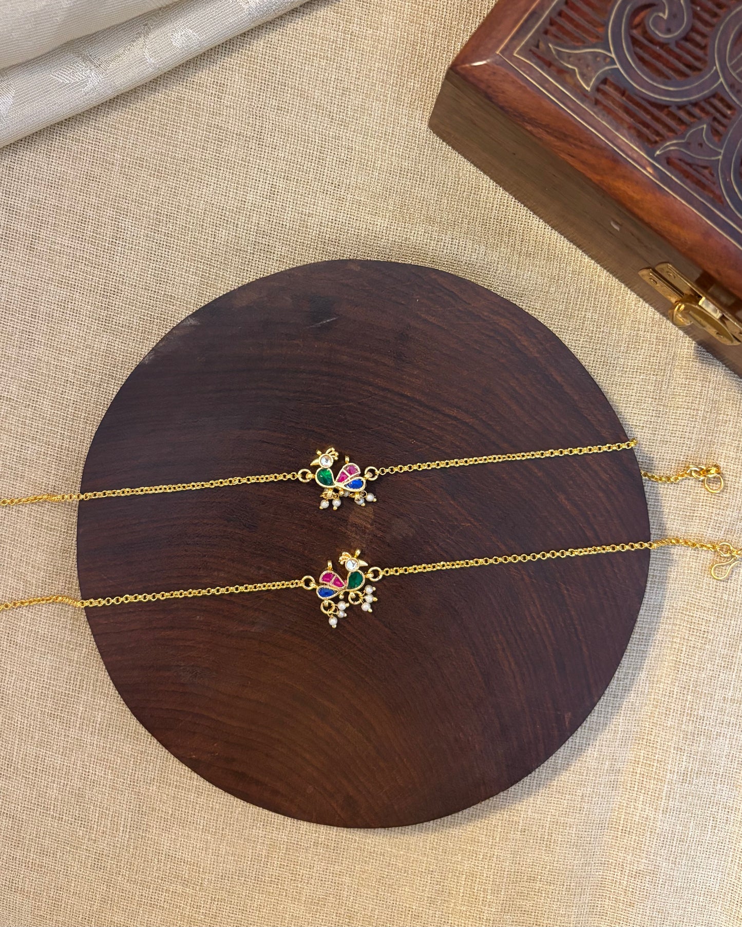 Minimal Peacock Anklets – Elegant Gold-Plated Design | AN002
