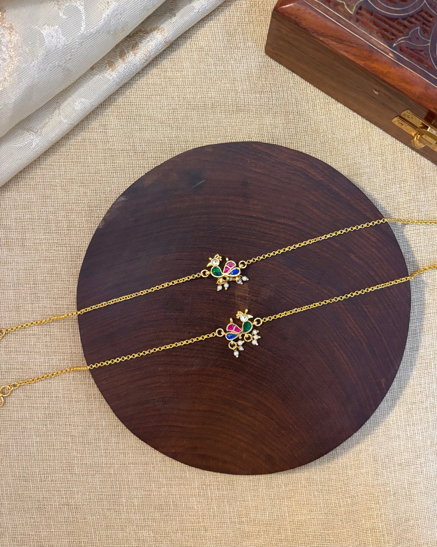 Minimal Peacock Anklets – Elegant Gold-Plated Design | AN002