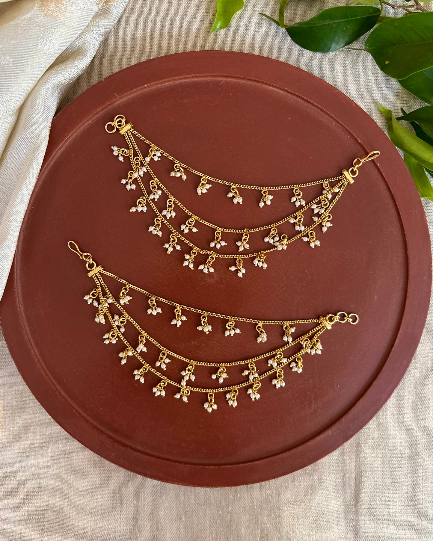 Three-Layer Minimal Antique Ear Chain | EC115