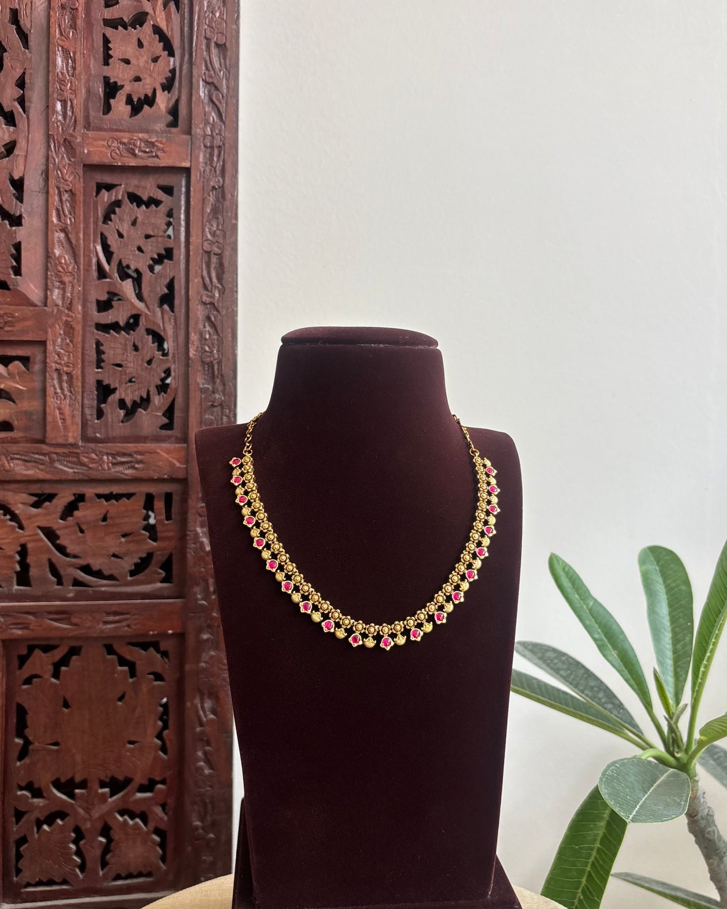 Antique Finish Jadau Pearl Necklace Set with Matching Earrings | NC432