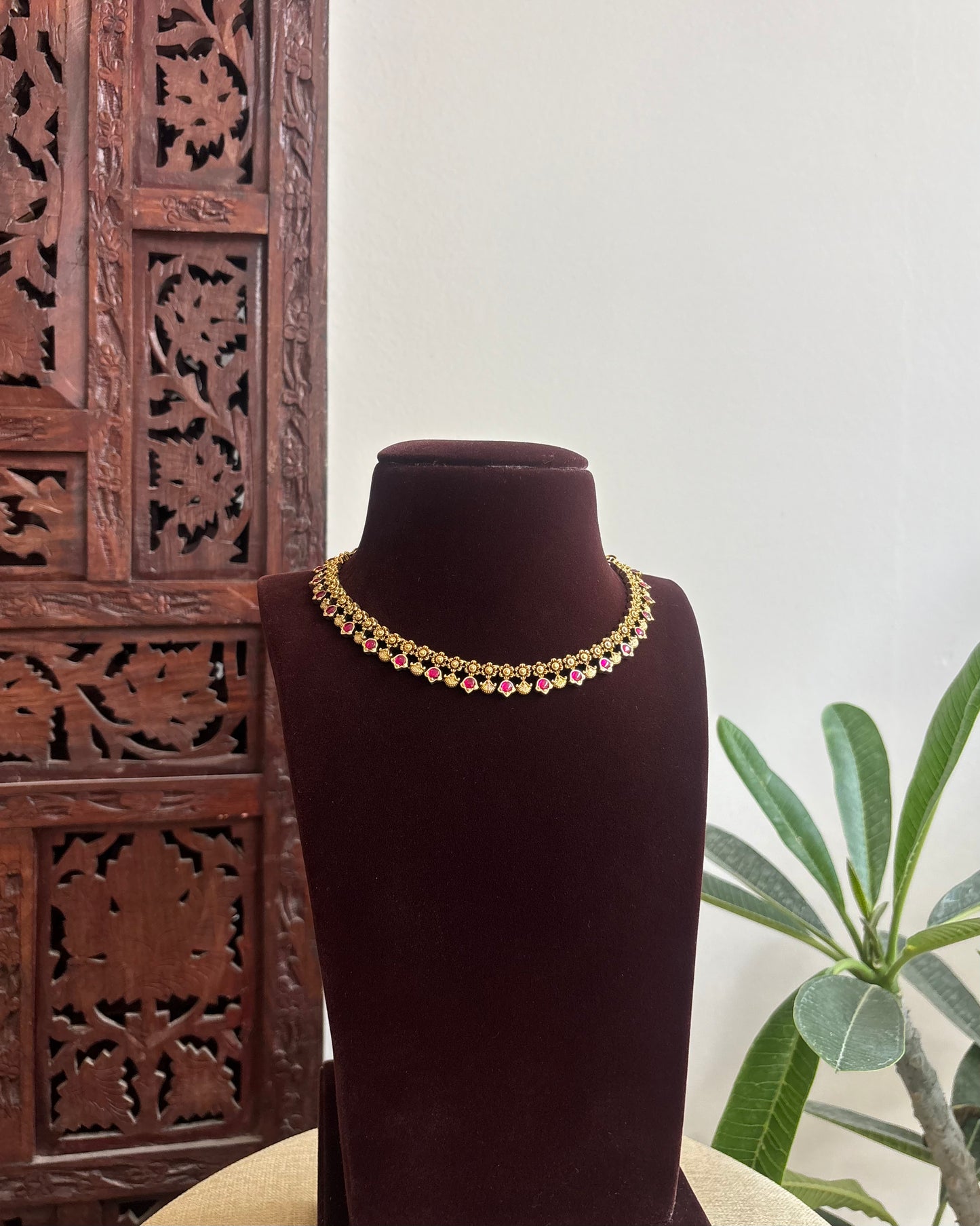 Antique Finish Jadau Pearl Necklace Set with Matching Earrings | NC432