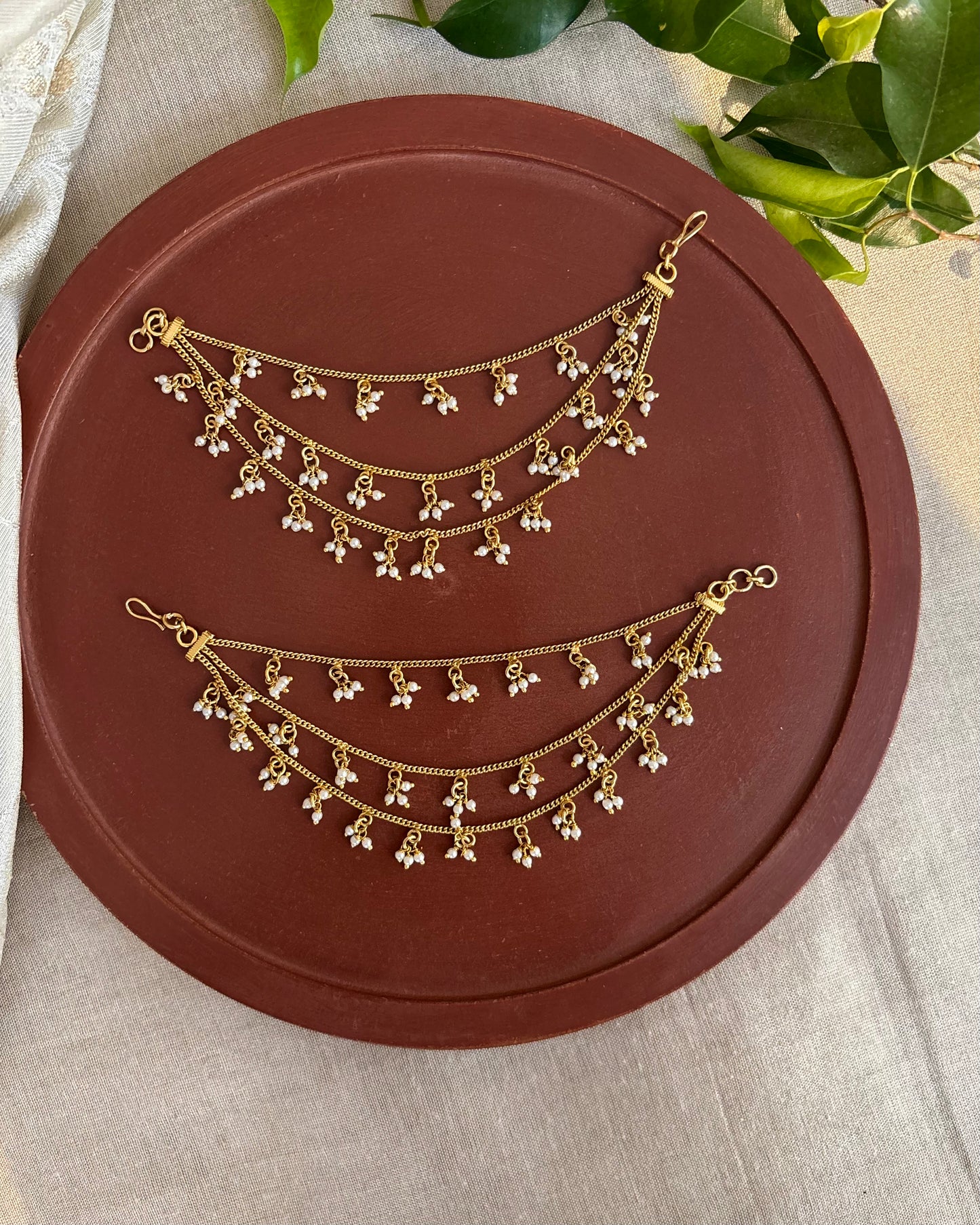 Three-Layer Minimal Antique Ear Chain | EC115