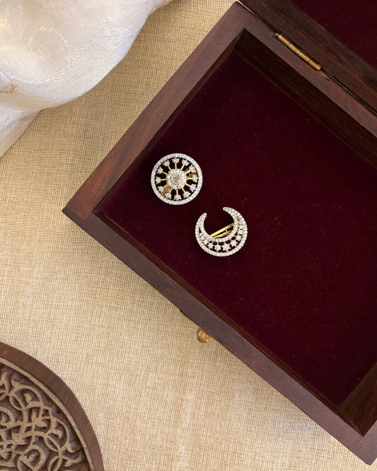 Jadau Kundan Sun & Moon Hair Accessory – Gold Plated Traditional Set | HA290