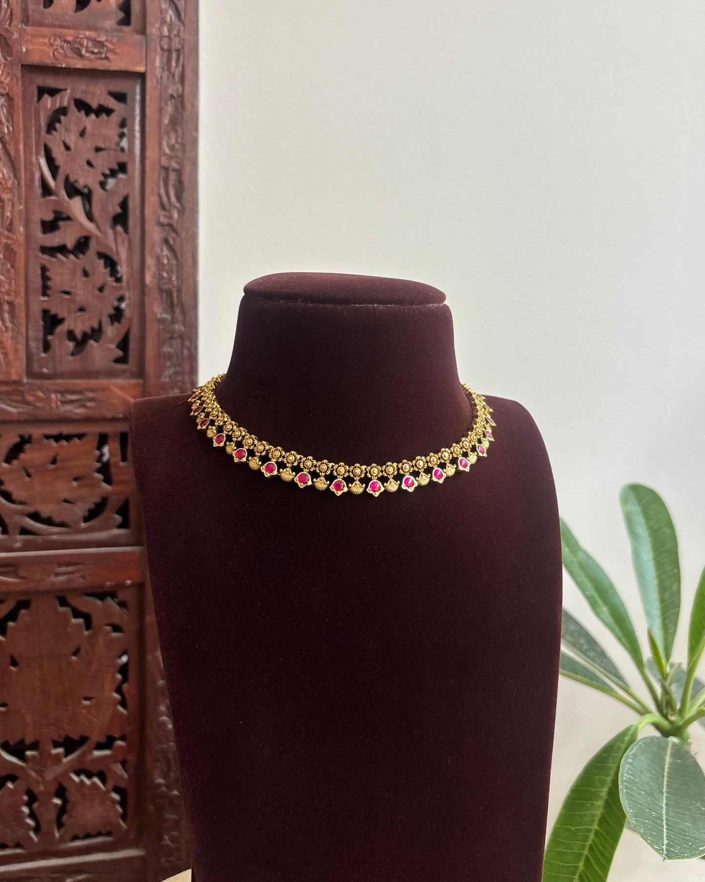 Antique Finish Jadau Pearl Necklace Set with Matching Earrings | NC432