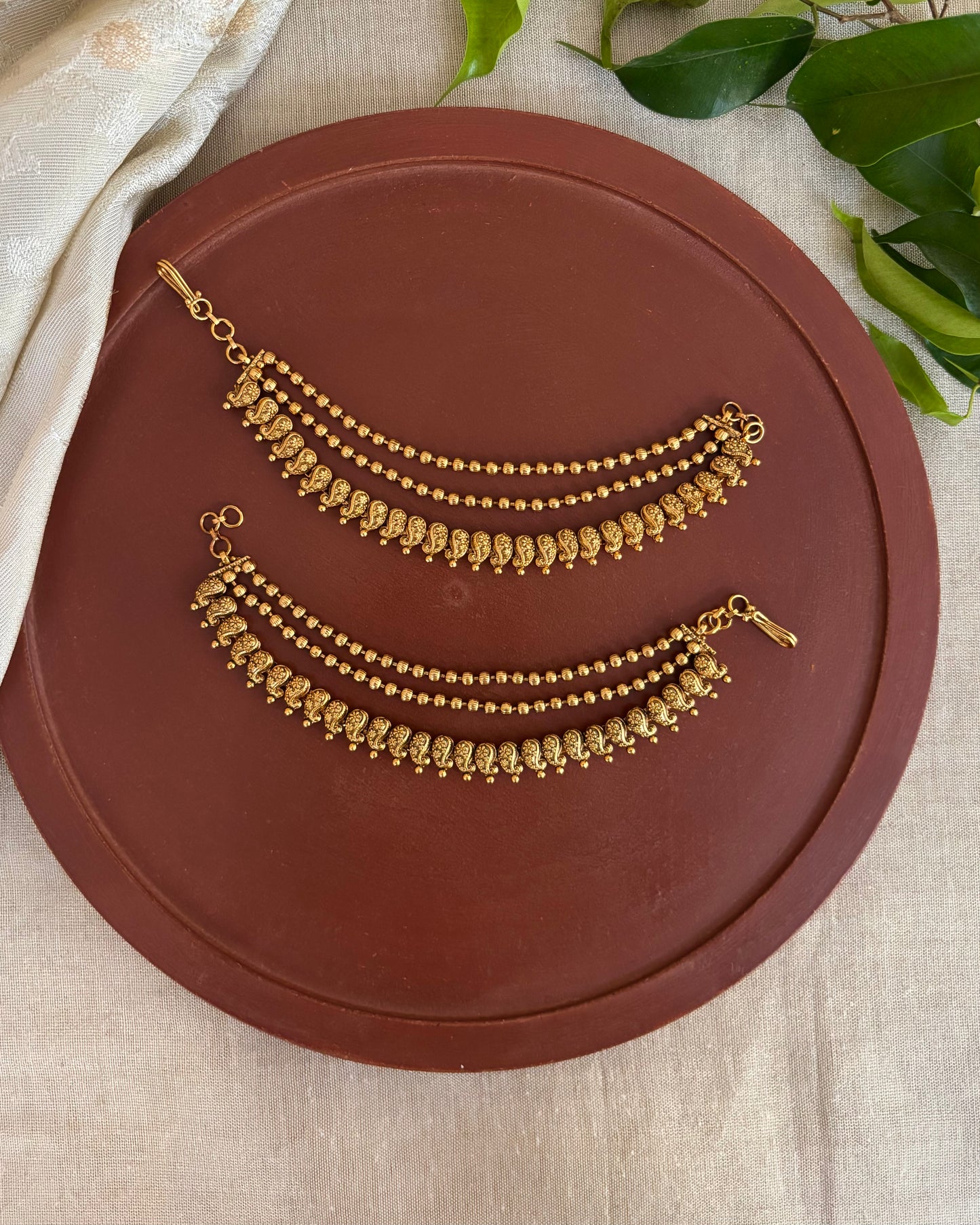 Three-Layer Mango Antique Ear Chain | EC120