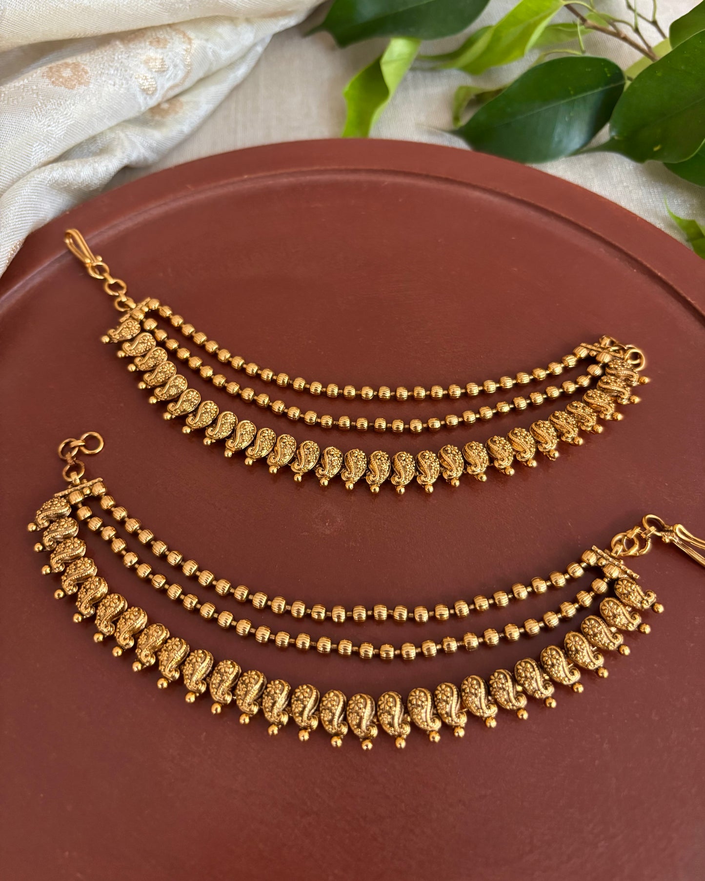 Three-Layer Mango Antique Ear Chain | EC120