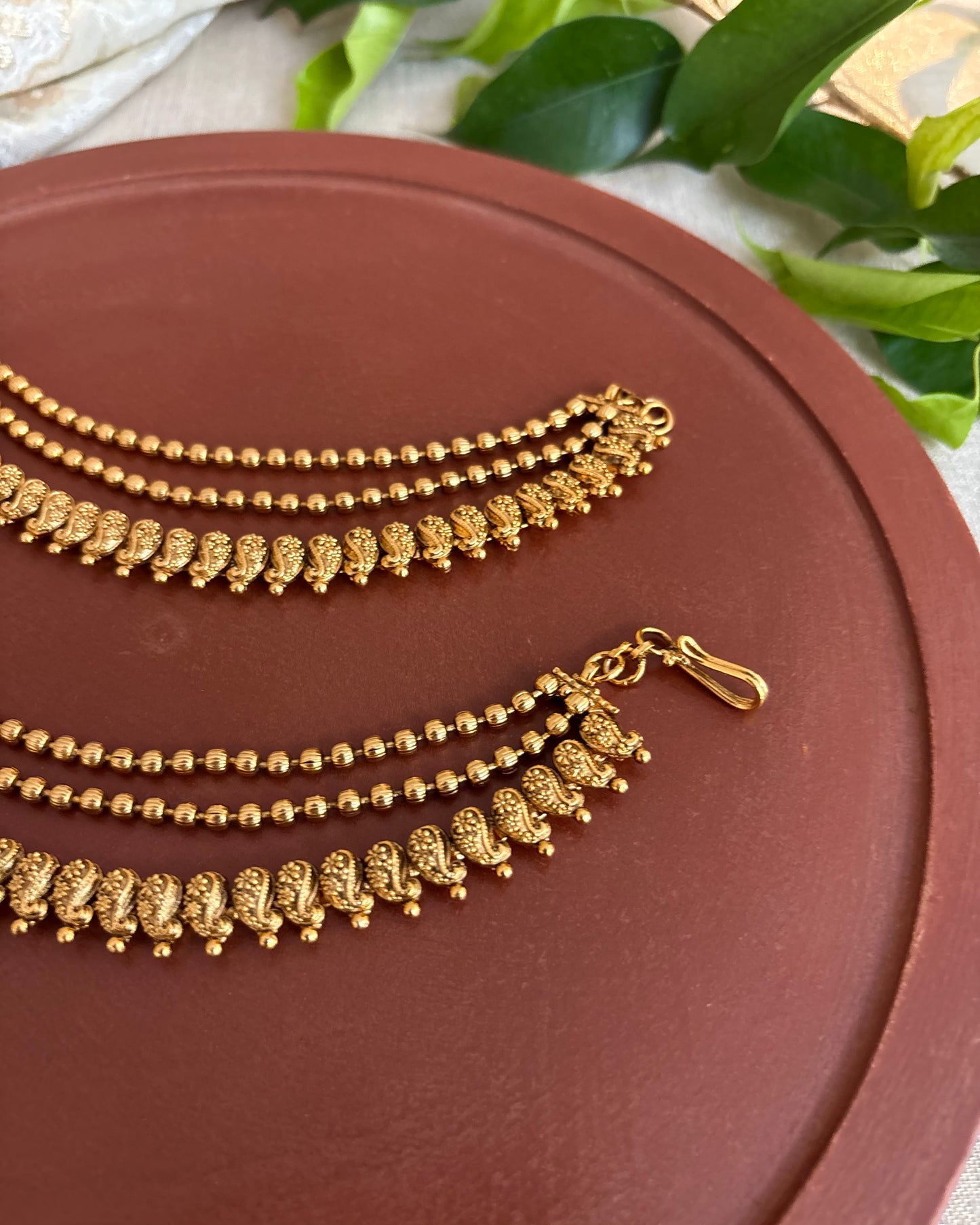 Three-Layer Mango Antique Ear Chain | EC120