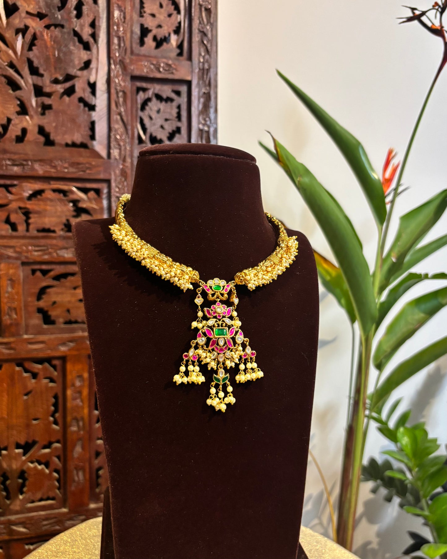 Bloom Floral Kanti Necklace Set – Statement Style with Matching Earrings | NC206