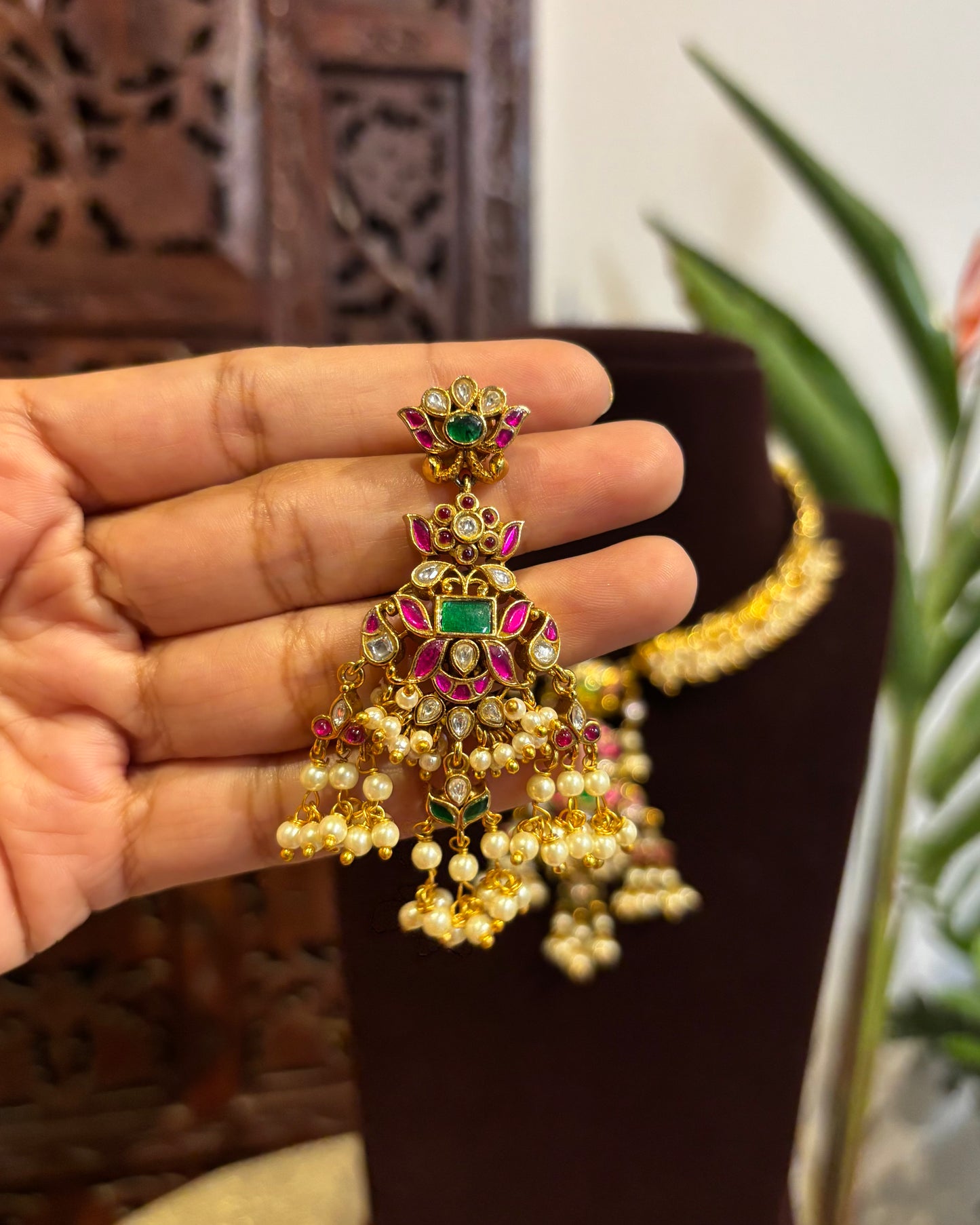 Bloom Floral Kanti Necklace Set – Statement Style with Matching Earrings | NC206