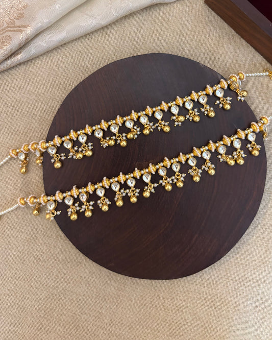 Handcrafted Pachi Kundan Anklets | AN001